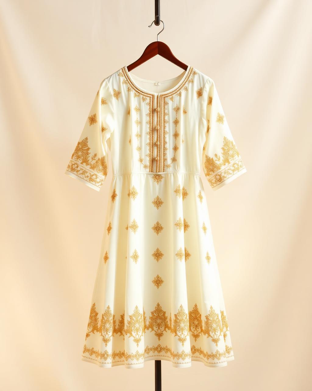 Ivory Gold Anarkali Kurti